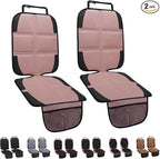 Car Seat Protector for Child, 2 Pack Baby Covers with Mesh Pockets & Non-Slip Backing 600D Durable Under Seat for Back (Rose Gold, Standard)