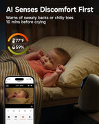Baby Monitor with Camera and Audio - 2K Color Night Vision, WiFi Video Baby Monitor - 355° Pan/70°Tilt, AI Motion/Cry/Temp/Humidity Alerts, 2-Way Audio, App for 20 Users, 8 Lullabies