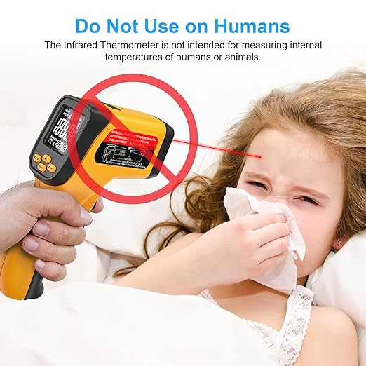 Non-Contact Infrared Thermometer Gun, High Accuracy -58°F to 1472°F, Adjustable Emissivity, Ir Thermometer with Backlit LCD, Over-Temp Alarm, Laser Temperature Gun for Cooking,BBQ,HVAC