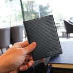Polare Luxury RFID Blocking Leather Passport Holder Travel Wallet For Men and Women (Carbon Black)