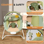 Baby Bouncer, Soothing Vibrations Infant Seat, Portable Baby Bouncer Seat with Music, for 0-6 Months 6-20 lbs(Green)