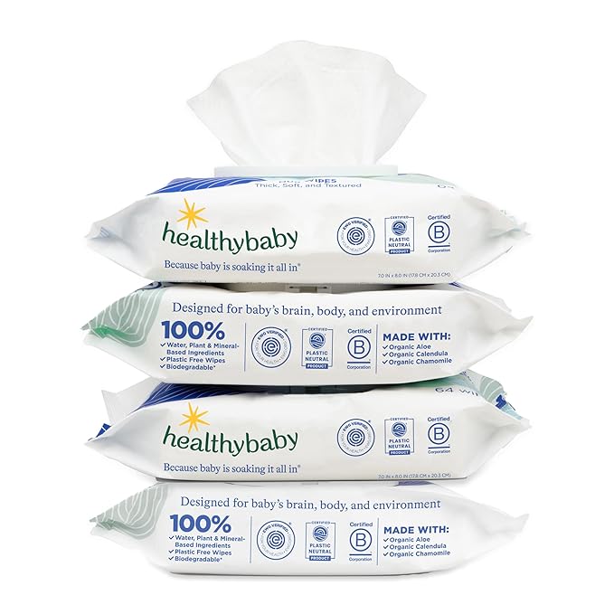 Our Wet Wipes | EWG Verified Safe | 100% Water & Plant Based | Unscented & Safe for Sensitive Skin | Fragrance Free and Totally Chlorine Free (4 packs, 256 wipes)