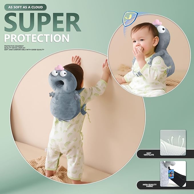 Baby Head Protector,Adjustable Baby Head Protection Backpack (Gray Weirdo)