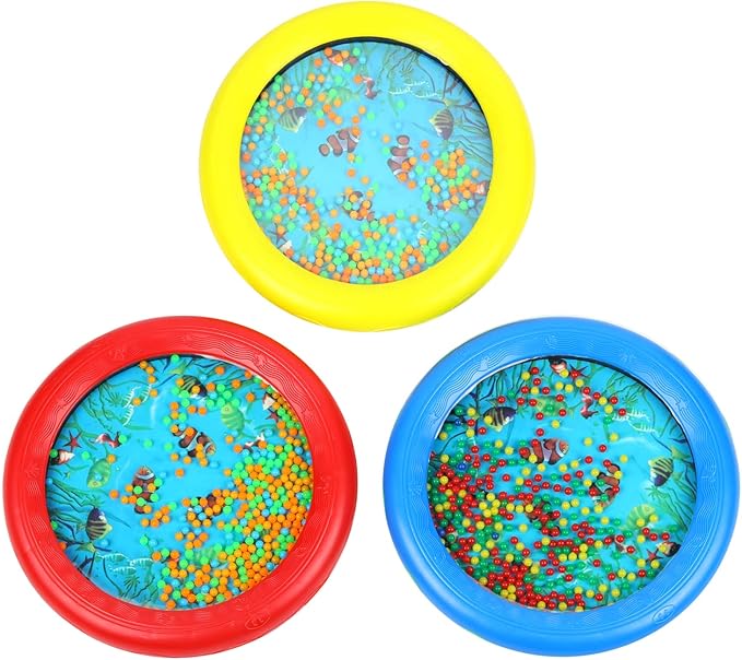 Musfunny Ocean Drum Wave Bead Drums Gentle Sea Sound Music Gift Musical Educational Sea Sound Drum Tool for Kid Child Baby (Yellow)