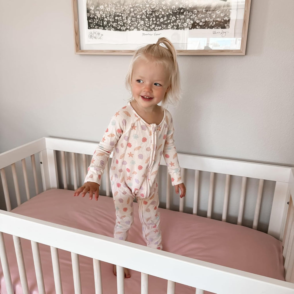 Baby Girls Crib Sheets | 2 Pack Floral & Solid Pink Ultra-Soft Bedding for Crib Mattress and Toddler Beds |Blended Cotton Fitted Crib Sheet for Baby Girls Comfort and Elegance by Max&So