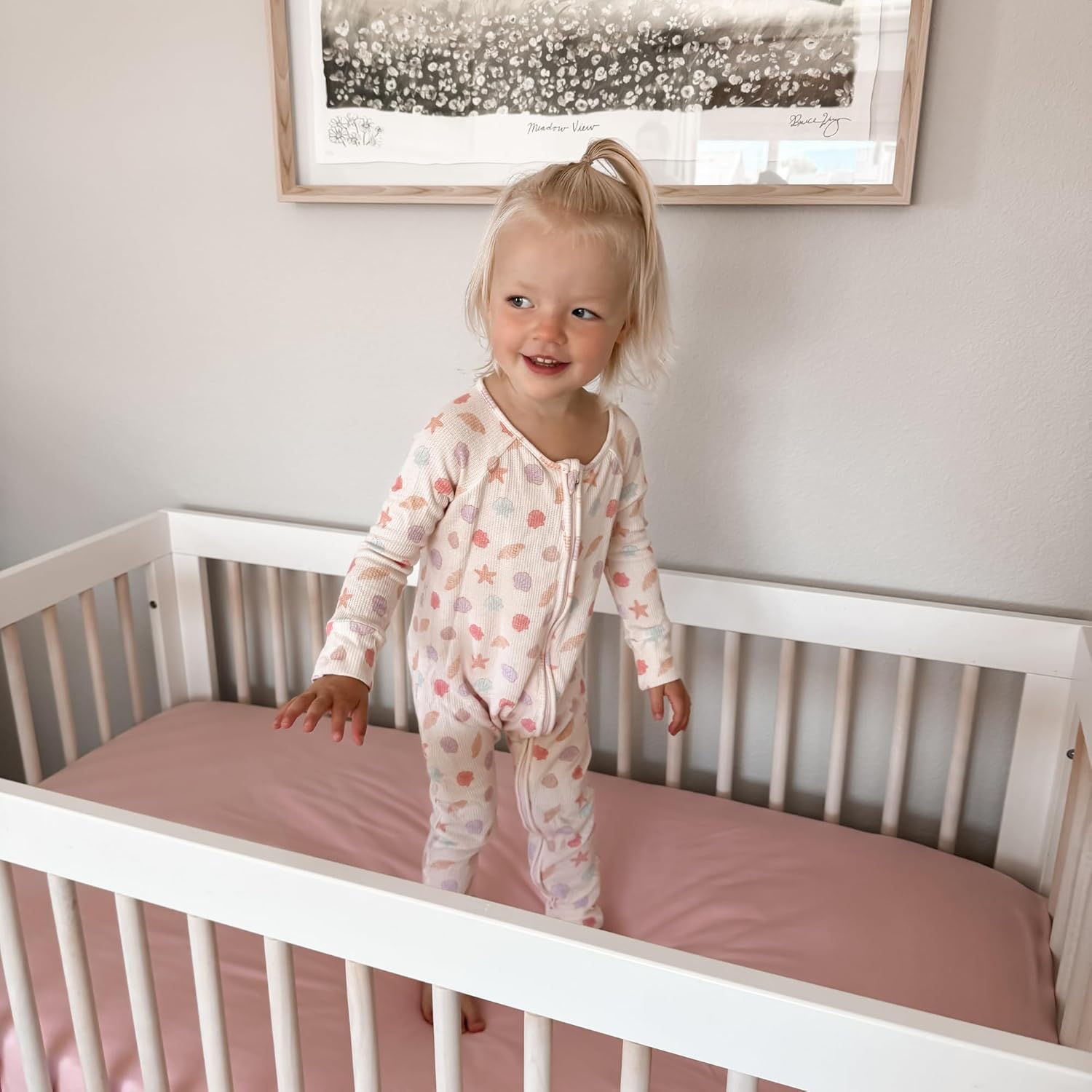 Baby Girls Crib Sheets | 2 Pack Floral & Solid Pink Ultra-Soft Bedding for Crib Mattress and Toddler Beds |Blended Cotton Fitted Crib Sheet for Baby Girls Comfort and Elegance by Max&So