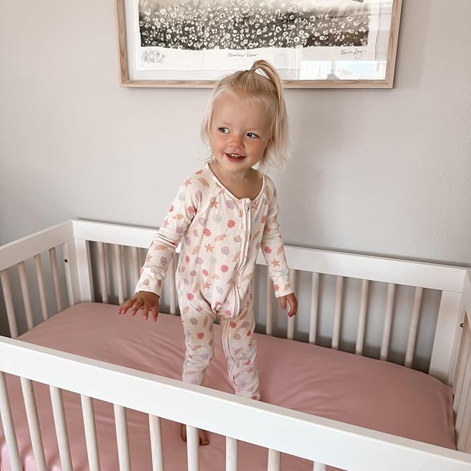 Baby Girls Crib Sheets | 2 Pack Floral & Solid Pink Ultra-Soft Bedding for Crib Mattress and Toddler Beds |Blended Cotton Fitted Crib Sheet for Baby Girls Comfort and Elegance by Max&So