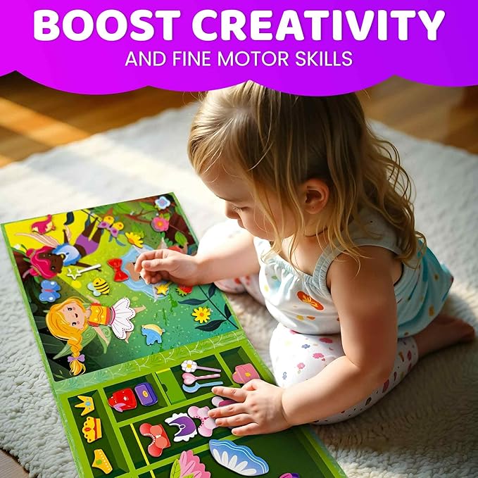 QUOKKA Magnetic Dress-Up Dolls for Girls Boys with 35 Magnetic Pieces - Creative Magnetic Play Set for Home or Travel - Perfect Paper Dolls for Ages 3 and Up, Boost Storytelling with Fairies