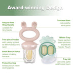 Haakaa Baby Fruit Food Feeder & Mini Freezer Nibble Tray Combo, Breastmilk Popsicle Molds for Baby Cooling Relief, BPA Free Silicone Feeder for Safe Infant Self Feeding, 4 Month+ (Blush)