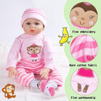 8 Pcs Reborn Baby Doll Clothes with Cute Monkey Backpack for 17-22 Inch Babydolls, Baby Doll Accessories and Clothes Outfit fit Newborn Girl