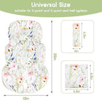 Infant Car Seat Insert, Car Seat Head Support Baby Girls Boys, Soft & Reversible Newborn Carseat Insert Cushion with 2 Strap Covers, for Stroller, Swing, Bouncer (White Wildflowers)