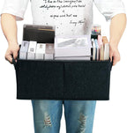 HOONEX Linen Foldable Storage Bins with Lids, 2 Pack, Storage Boxes with Carrying Handles and Sturdy Heavy Cardboard, 16.5" L x 11.8" W x 7.5" H for Shoes, Books, Clothes, Nursery, Dark Grey