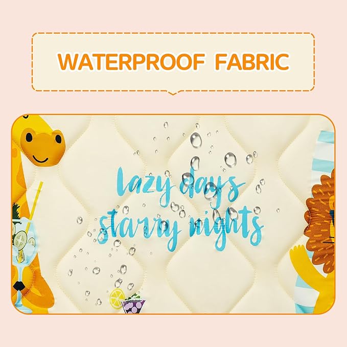 Baby Play Mat - Thicken 50x50 Inch Soft Foam Crawling Mat for Playpen & Floor, Non-Slip Waterproof Playmats for Infants & Toddlers, Portable Foldable & Machine Washable, Beach Animals