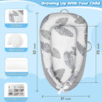 Baby Lounger - Baby Lounger for Newborn 0-24 Months, Breathable and Soft Cotton Cover Baby Nest, Portable Cozy Tummy Time Lounger for Home and Travel, Ideal Baby Essentials & Shower Gifts