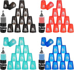 yeesport 48 Pcs Sport Stacking Cups, Sport Training Game for Challenge Competition, Plastic Stacking Cups, Classic Family Game for Kids and Adults, Red+Blue+Green+Black