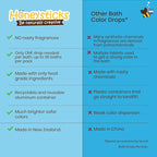 Honeysticks Bath Color Tablets for Kids - Non Toxic Bathtub Drops Made with Natural Ingredients and Food Grade Colors - Fragrance Free - Fizzy, Brightly Colored Bathtime Fun, Great Gift - 36 Drops