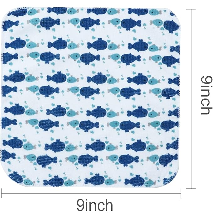 softan Baby Washcloths, 24Pack Baby Wash Cloths Extra Soft & Ultra Absorbent, Baby Towels and Washcloths Face Towel Unisex for Boys Girls Body, Washclothes Gentle on Sensitive Skin, 9x9 Whale & Anchor