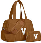 Duffle Bag with Letter, Carry On Bags for Women，Gifts for Her-Overnight Bag with Wet Pocket，Lightweight Travel Bags Personalized Gym Tote with Makeup Pouch