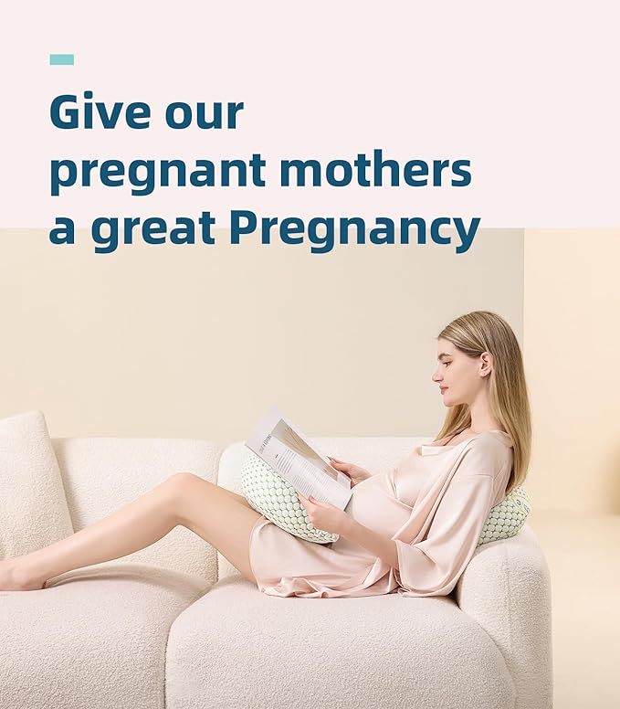 Pregnancy Pillow for Pregnant Women – Comfortable Maternity Pillow for Side Sleepers, Supports Back, Belly, HIPS, and Legs, with Removable & Adjustable Cover (Green, Plus)