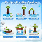 3 otters 32PCS Magnetic Blocks, STEM Toys for Kids Travel Magnetic Tiles with Storage Box for Kids Party Birthday Gift (Winter)