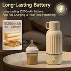 Snow Bear Portable Bottle Warmer for Travel, Fast Heating in 2.5 Mins for Breast Milk and Formula, 10200mAh Battery with LED Display, 17oz Large Capacity, Baby Bottle Warmer with Temperature Control