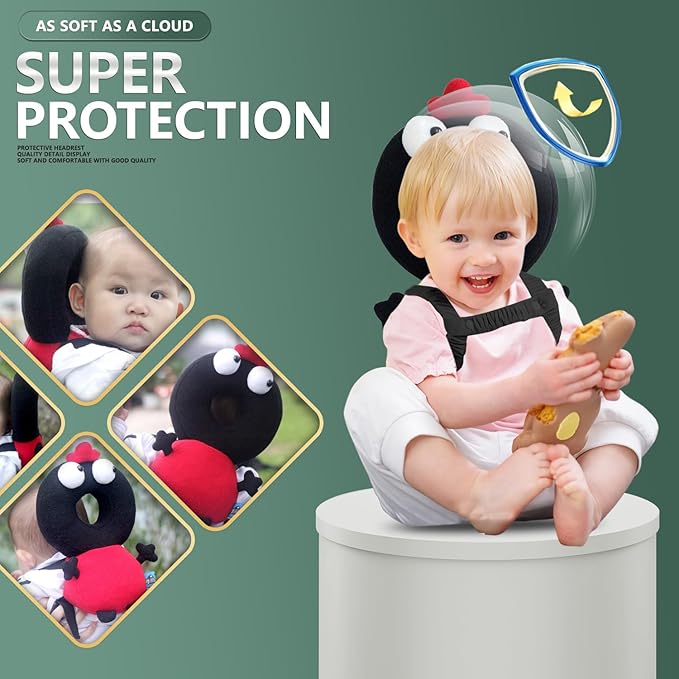 Baby Head Protector,Adjustable Baby Head Protection Backpack (Black Weirdo)