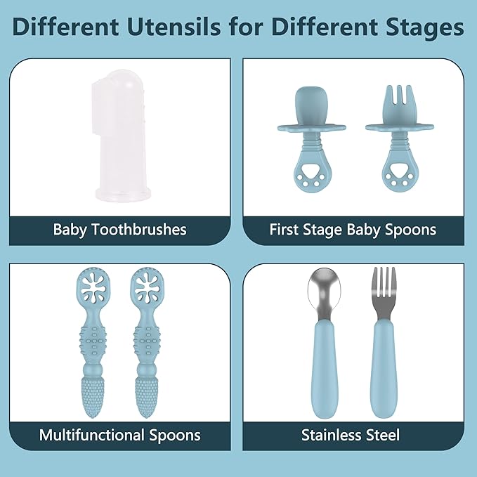 13 Pack Silicone Baby Feeding Set, BPA-Free Toddler Feeding Supplies, Include Suction Plates, Baby Bowls, Silicone Fork & Spoon, and More, First Stage Baby Dish Set - 6+ Months