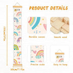Personalized Name Growth Chart Wall Decor for Kids – Canvas Removable Height Chart Measuring Ruler 59" x 7.9" (Rainbows)