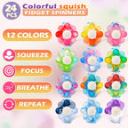 24 PCS Pop Fidget Spinners - Colorful Party Favors for Kids - Sensory Toys for Stress Relief and Anxiety - Classroom Prizes,Goodie Bag Stuffers,Birthday Gifts