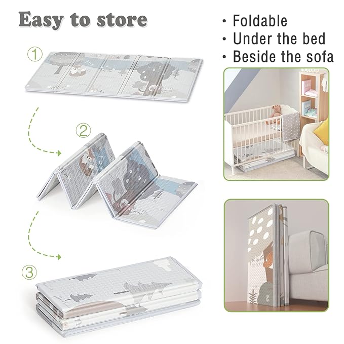 Fodoss Baby Play Mat, 59x71inch Play Mat, 0.4 in Thick Foam Play Mat, Waterproof,Free from BPA, PVC, Phthalates, Playmat for Babies, Foldable Play Mat forBabies, Large Infant Playmat