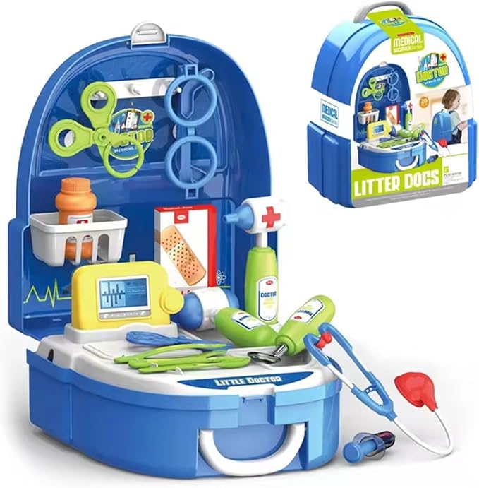 Kids Doctor Pretend Play Medical Kit – Nurse & Doctor Role Play Set with Stethoscope and Accessories, Portable Backpack Storage for Boys & Girls Ages 3+ (Little Nurse/Doctor)