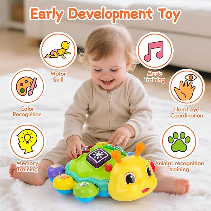 Musical Baby Toys, Infant Light up Music Toys Tummy Time Development, Crawling Toy for 6 7 8 9 10 11 12+ Month Old, Christmas Birthday Gifts for Babies