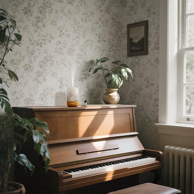 Essential Oil Diffuser with Vanilla Aromatherapy Essential Oils, 6 in 1 Ultrasonic 100ML Aromatherapy Scent Humidifier Vaporizer with Dense fine Mist, Timer, Auto-Off (Spring-Vanilla Oil)