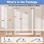 40.5"-54.7" Baby Gates for Doorways, 40.5" Tall Dog Gate Indoor, Walk Through Pet Gates No Drilling Auto Close Pressure Mounted Safety Child Toddler Gate, White