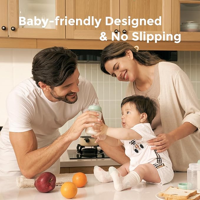 Momcozy Natural Baby Bottle, 10oz Wide-Neck Breast Milk Container, Breastmilk Storage Bottle for Fridge & Momcozy Breast Milk Cooler, BPA Free Milk Collection Bottles, Breastfeeding Essential, 4PCS