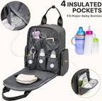 Diaper Bag Backpack - Large Diaper Bag with Portable Changing Pad as Baby Shower Gifts, Lightweight Waterproof Unisex Travel Baby Bag with 4 Insulated Pockets and Stroller Buckles, Dark Grey