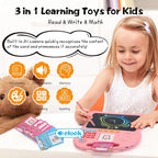Kids Educational Learning Toys with Math Games,Talking Flash Cards and Writing Drawing Tablet, Speech Therapy Autism Sensory Toys Gifts for Toddler Preschool Activities Boys Girls Ages 3-10 (Pink)