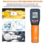 Upgraded Digital Infrared Thermometer Gun -58°F~1112°F, Handheld Non Contact Heat Laser Temperature Gun, IR Thermometer Temp Gun with Adjustable Emissivity for Cooking/BBQ/Fridge/Engine(Not for Human)