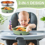 Nuogo 3 Pcs Stainless Steel Baby Suction Plates with Removable Silicone Shell 2-in-1 Metal Toddler Bowl Divided for Picky Eaters Kids Feeding Led Weaning Supplies, Dishwasher Safe (Blue,Pink,Green)