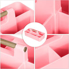 Baby Shower Caddy Plastic Nursery Portable Storage Organizer Caddy Tote for Child/Kids, Divided Basket Bin with Wood Handle for Bathroom, Dorm Room, Holds Hand Soap, Bottles, Spoons (Pink)