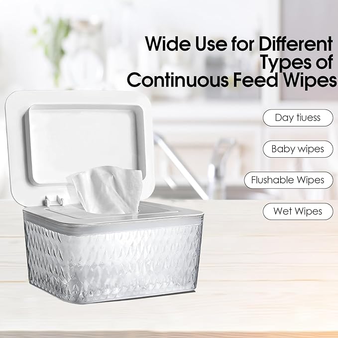 2 Pack Baby Wipes Dispenser Wipe Holder - Larger Capacity Wet Wipe Dispenser Box Wipes Container for Bathroom Keep Wipes Moist and Fresh
