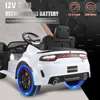 12V 7Ah Kids Electric Ride on Car, Licensed Dodge Charger SRT Hellcat, Battery Powered 4-Wheels Toy Car Electric Vehicle for Kids with Remote Control, 3 Speeds, LED Lights, Music (White)