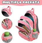 BLUEFAIRY Lightweight Water Resistant Backpack for Girls, Pink, 5-9 Years, Laptop Compartment, Adjustable Shoulder Straps, Breathable Mesh