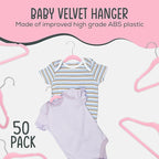 50 Premium Baby Velvet Hangers - 11.8 Inches Non-Slip & Ultra-Slim Baby Hangers for Space-Saving & Children Clothes - 360 Swivel Hook, Strong & Durable Infant & Toddler Clothes Hanger - Pink