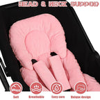 GFU Infant Car Seat Insert Head and Body Support, Reversible Newborn Insert for Carseat with Strap Pads, Soft Stroller Cushion Pillow Insert for Boys and Girls, Fits for Stroller, Swing, Red