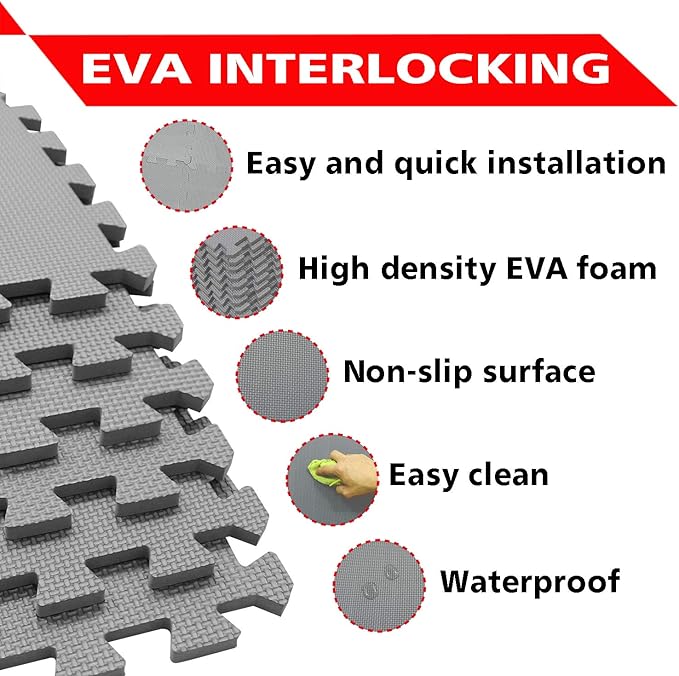 XMTMMD Soft Non-Toxic Foam Baby Play Mat | Toddler Playmat | EVA Foam Interlocking Tiles for Gym, Nursery, Playroom | 18 Squares Foam Floor Mats for Kids & Babies | Colorful Jigsaw Puzzle Play Mat