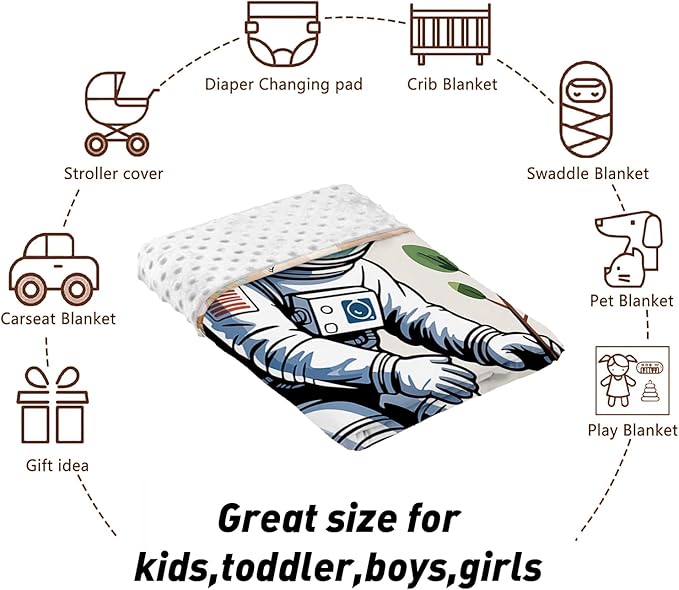 Personalized Baby Crib Bedding Set - Astronaut Planting Theme Nursery Bedding Sets 3 Piece with Custom Name Blanket, Fitted Crib Sheet & Changing Pad Cover – Ideal Newborn Gift for Boys