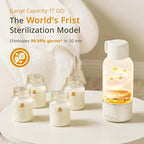 Snow Bear Portable Bottle Warmer for Travel, Fast Heating in 2.5 Mins for Breast Milk and Formula, 10200mAh Battery with LED Display, 17oz Large Capacity, Baby Bottle Warmer with Temperature Control