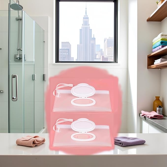 2 Pcs White Baby Wipe Case, Travel Holder Keeps Wipes Moist Set of Wet Diaper Wipes Holders Cases Portable Travel On The Go Refillable Dispenser Container Waterproof Wipe Container,Diaper Wipe Holders