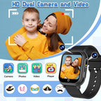 Kids Waterproof Smart Watch Gift for Boys Ages 3-12, 32 Puzzle Games, HD Touchscreen, Dual Camera, Vedio Pedometer Music Player, Kids Watch Toy Birthday Gifts for Boys Ages 5 6 7 8 9 10 (Black)